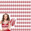 Hanaive 100Pcs Metallic Cheerleading Pom Poms with Baton Handle Cheerleader Pompom Foil 30g Cheering Squad Hand Flowers for Adults Team Spirit Sports Party Cheering(Red and White) view 1