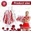 Hanaive 100Pcs Metallic Cheerleading Pom Poms with Baton Handle Cheerleader Pompom Foil 30g Cheering Squad Hand Flowers for Adults Team Spirit Sports Party Cheering(Red and White) view 2
