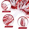 Hanaive 100Pcs Metallic Cheerleading Pom Poms with Baton Handle Cheerleader Pompom Foil 30g Cheering Squad Hand Flowers for Adults Team Spirit Sports Party Cheering(Red and White) view 3