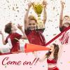 Hanaive 100Pcs Metallic Cheerleading Pom Poms with Baton Handle Cheerleader Pompom Foil 30g Cheering Squad Hand Flowers for Adults Team Spirit Sports Party Cheering(Red and White) view 4