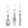 iBasingo Titanium Knife,Spoon,Fork with Foldable Handle Portable Lightweight Tableware Set for Home Camping Restaurants A-Ti1122T view 1