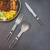 iBasingo Titanium Knife,Spoon,Fork with Foldable Handle Portable Lightweight Tableware Set for Home Camping Restaurants A-Ti1122T view 2