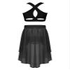 Aislor Kids Girls Lyrical Dance Dress Outfits Crop Top with Irregular Hem Skirts Latin Jazz Modern Dance Costume Type c Black 10 Years view 2