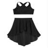 Aislor Kids Girls Lyrical Dance Dress Outfits Crop Top with Irregular Hem Skirts Latin Jazz Modern Dance Costume Type c Black 10 Years view 3