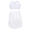Aislor Kids Girls Lyrical Dance Dress Outfits Crop Top with Irregular Hem Skirts Latin Jazz Modern Dance Costume Type c White 14 Years view 1
