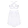 Aislor Kids Girls Lyrical Dance Dress Outfits Crop Top with Irregular Hem Skirts Latin Jazz Modern Dance Costume Type c White 14 Years view 2