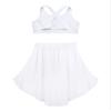 Aislor Kids Girls Lyrical Dance Dress Outfits Crop Top with Irregular Hem Skirts Latin Jazz Modern Dance Costume Type c White 14 Years view 4
