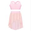 Aislor Kids Girls Lyrical Dance Dress Outfits Crop Top with Irregular Hem Skirts Latin Jazz Modern Dance Costume Type c Pink 12 Years view 1
