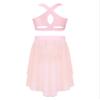 Aislor Kids Girls Lyrical Dance Dress Outfits Crop Top with Irregular Hem Skirts Latin Jazz Modern Dance Costume Type c Pink 12 Years view 2