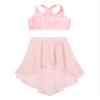 Aislor Kids Girls Lyrical Dance Dress Outfits Crop Top with Irregular Hem Skirts Latin Jazz Modern Dance Costume Type c Pink 12 Years view 3