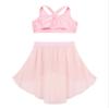 Aislor Kids Girls Lyrical Dance Dress Outfits Crop Top with Irregular Hem Skirts Latin Jazz Modern Dance Costume Type c Pink 12 Years view 4