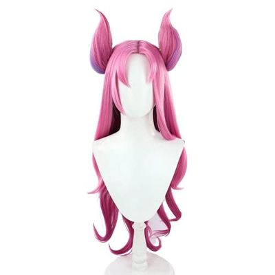 TO KU TOO YUO Game Cosplay Wig 90cm Long Pink Gradient Wigs Ear Heat Resistant Synthetic Hair Anime Wigs + Wig Cap