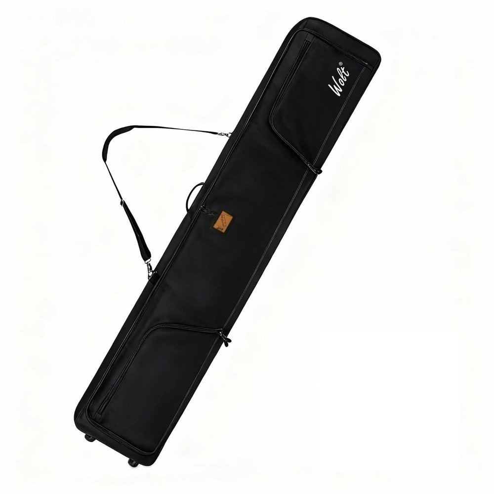 WOLT Snowboard Bag with Wheels- Padded Ski Bags for Air Travel, Fit to Double Pairs of Skis up to 175cm (Black)