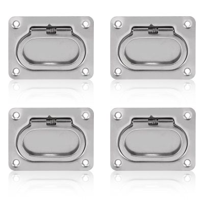 Acouto Flush Ring Pull Heavy Duty 4pcs Flush Ring Pull Deck Cover Handle 316 Stainless Steel for Boat Ship