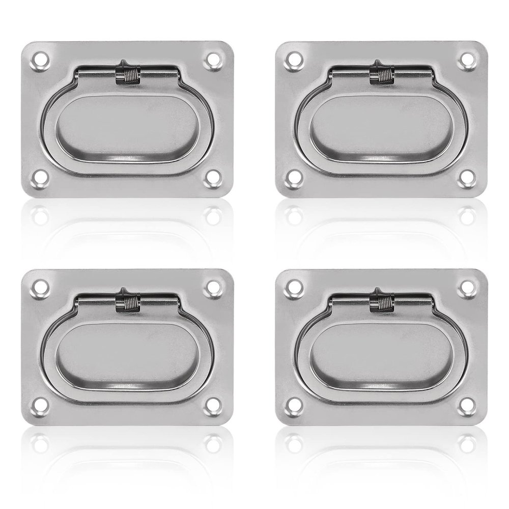 Acouto Flush Ring Pull Heavy Duty 4pcs Flush Ring Pull Deck Cover Handle 316 Stainless Steel for Boat Ship