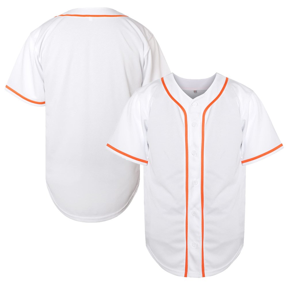 TKJPYWYH Blank Baseball Jersey Button Down Shirts,Men's Hip Hop Plain Short Sleeve Sports T Shirts S-3XL (#White,X-Large)