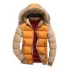 VSOLS Men's Down Jacket Winter Men's Casual Hooded Jacket Warm Coat Men's Solid Thick Down Zipper Jacket (Color : FK047 Yellow Khaki, Size : 3X-Large) view 1