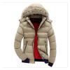 VSOLS Men's Down Jacket Winter Men's Casual Hooded Jacket Warm Coat Men's Solid Thick Down Zipper Jacket (Color : FK047 Yellow Khaki, Size : 3X-Large) view 4