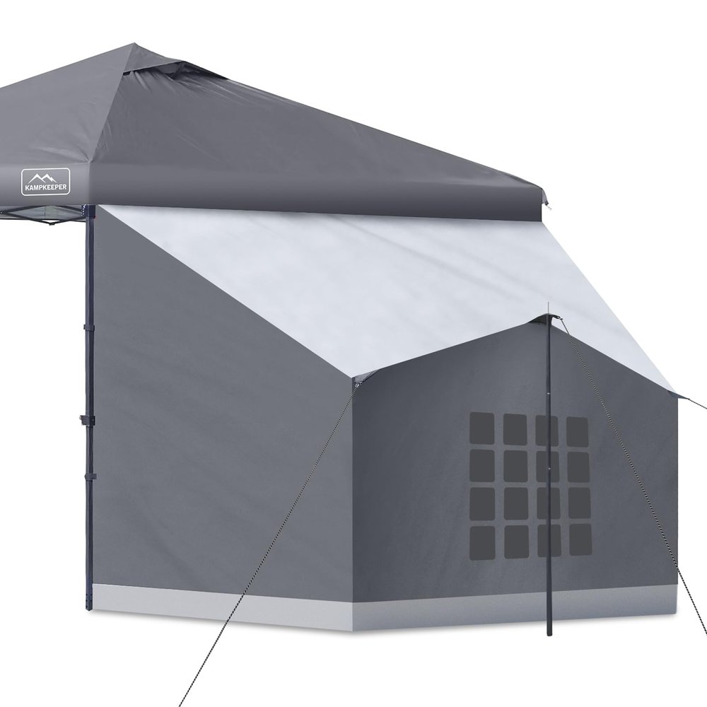KAMPKEEPER Side Tent,Camping Tent for 10' x 10' Pop Up Canopy, Easy Set Up Gazebo,Compatible with 10' Wide Canopy Tents (Grey)