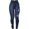 Maiyifu-GJ Women's Floral Embroidered Stretch Jeans High Waist Slim Denim Pants Butt Lifting Skinny Stretch Jean Trouser (Blue,Small) view 1