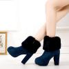 ZBYY Women's Suede Round Toe Ankle Boots Fashion Winter Warm Snow Boots Chunky High Heels Faux Fur Outdoor Platfrom Booties view 2