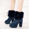 ZBYY Women's Suede Round Toe Ankle Boots Fashion Winter Warm Snow Boots Chunky High Heels Faux Fur Outdoor Platfrom Booties view 3