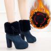 ZBYY Women's Suede Round Toe Ankle Boots Fashion Winter Warm Snow Boots Chunky High Heels Faux Fur Outdoor Platfrom Booties view 4