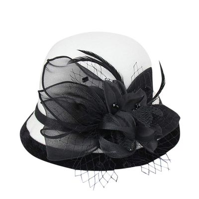 BCDlily Women Derby Elegant Wool Flower Bucket Hat Lady Vintage Cloche Tea Party Bowler Hats