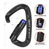 BEIFENG Auto Locking Carabiner 25KN Climbing Carabiner Large Carabiner Clip Obtained UIAA Certification Heavy Duty Carabiners Suitable for Rock Climbing, Camping, Gym,Rescue Black (Black&Blue3Pcs) view 2
