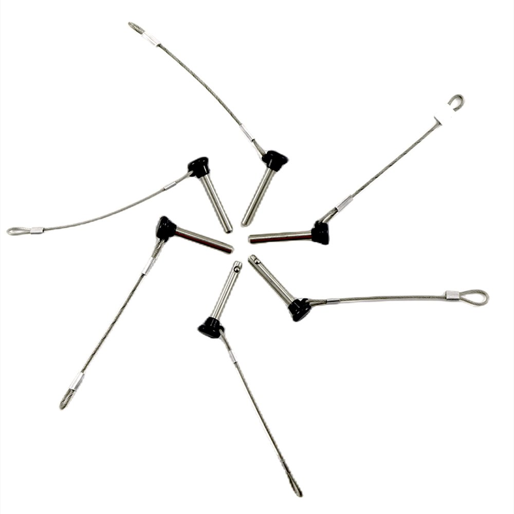 2/4/6Pcs Black Nylon Head Pull Pin Quick Release Pull pin Dia, 3/16" Marine Grade 316 Stainless Steel Bimini top Pins with Lanyard (6)