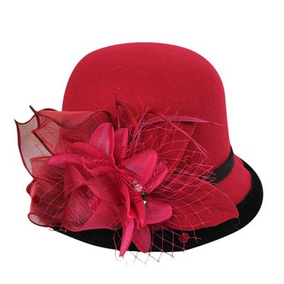BCDlily Women Derby Elegant Wool Flower Bucket Hat Lady Vintage Cloche Tea Party Bowler Hats