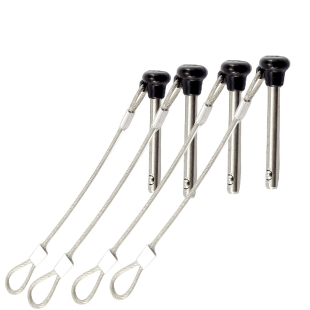 2/4/6Pcs Black Nylon Head Pull Pin Quick Release Pull pin Dia, 3/16" Marine Grade 316 Stainless Steel Bimini top Pins with Lanyard (4)