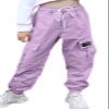 AOWKULAE Women Cargo Pants, Drawstring Elastic Waist Loose Lightweight Tapered Cargo Jogger Pants with Multi Pockets for Women, Light Purple, Large