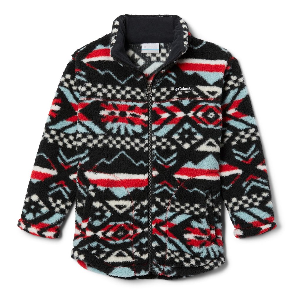 Columbia Youth Girls West Bend Full Zip, Red Lily Checkered Peaks, Small