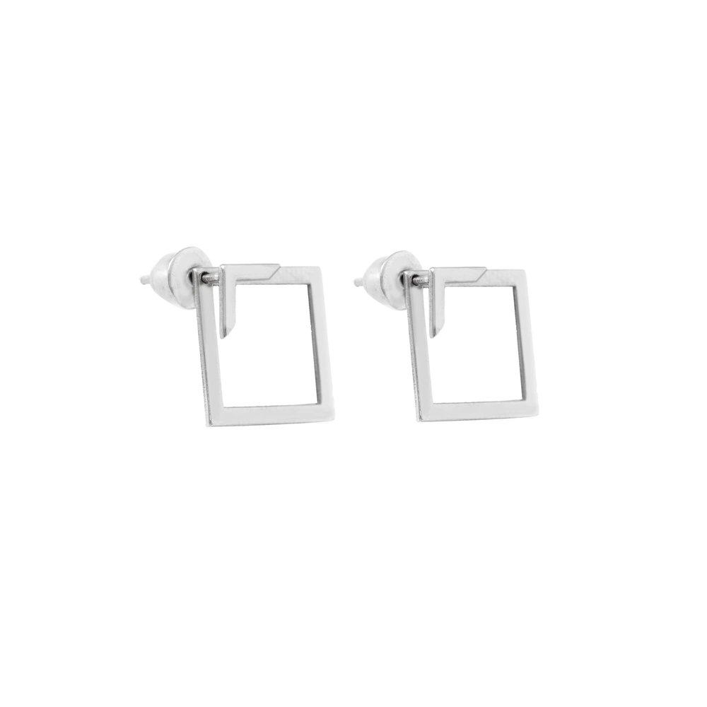 925 Sterling Silver Ear Jacket Earrings - Square Earring - Dainty Ear Jacket - Double Earrings - Geometric Earrings - Modern Jewelry - Gift for Her (925 Sterling Silver)
