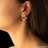 925 Sterling Silver Ear Jacket Earrings - Square Earring - Dainty Ear Jacket - Double Earrings - Geometric Earrings - Modern Jewelry - Gift for Her (925 Sterling Silver) view 3