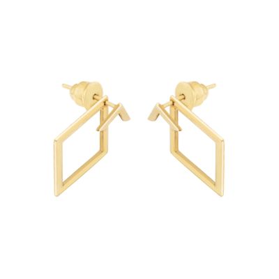925 Sterling Silver Ear Jacket Earrings - Square Earring - Dainty Ear Jacket - Double Earrings - Geometric Earrings - Modern Jewelry - Gift for Her (18K Gold)