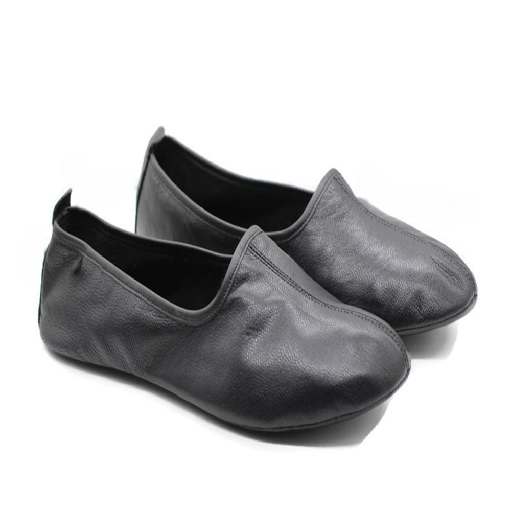 Akdam Men's Indoor Leather Slippers Black Traditional Babouche House Shoes Moccasin (us_footwear_size_system, adult, men, numeric, medium, numeric_6)