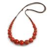 Avalaya Brick Red Graduated Ceramic Bead Brown Silk Cords Necklace/58cm to 70cm L/Slight Variation In Colour/Natural Irregularities view 1