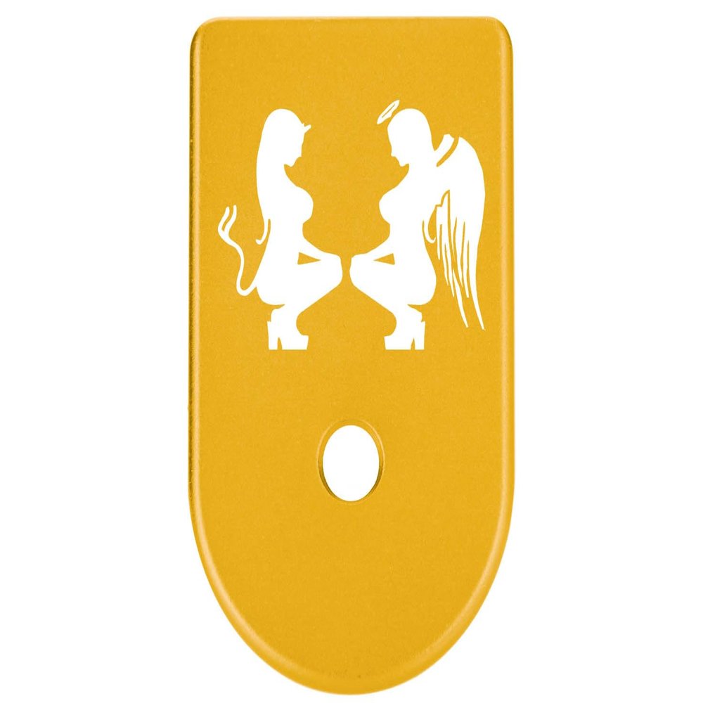 NDZ Performance Magazine Base Plate Finger Extension for Glock Gen 1-5 9MM .40 .357 SIG Laser Engraved Anodized Aluminum in Gold - Naughty and Nice Girls