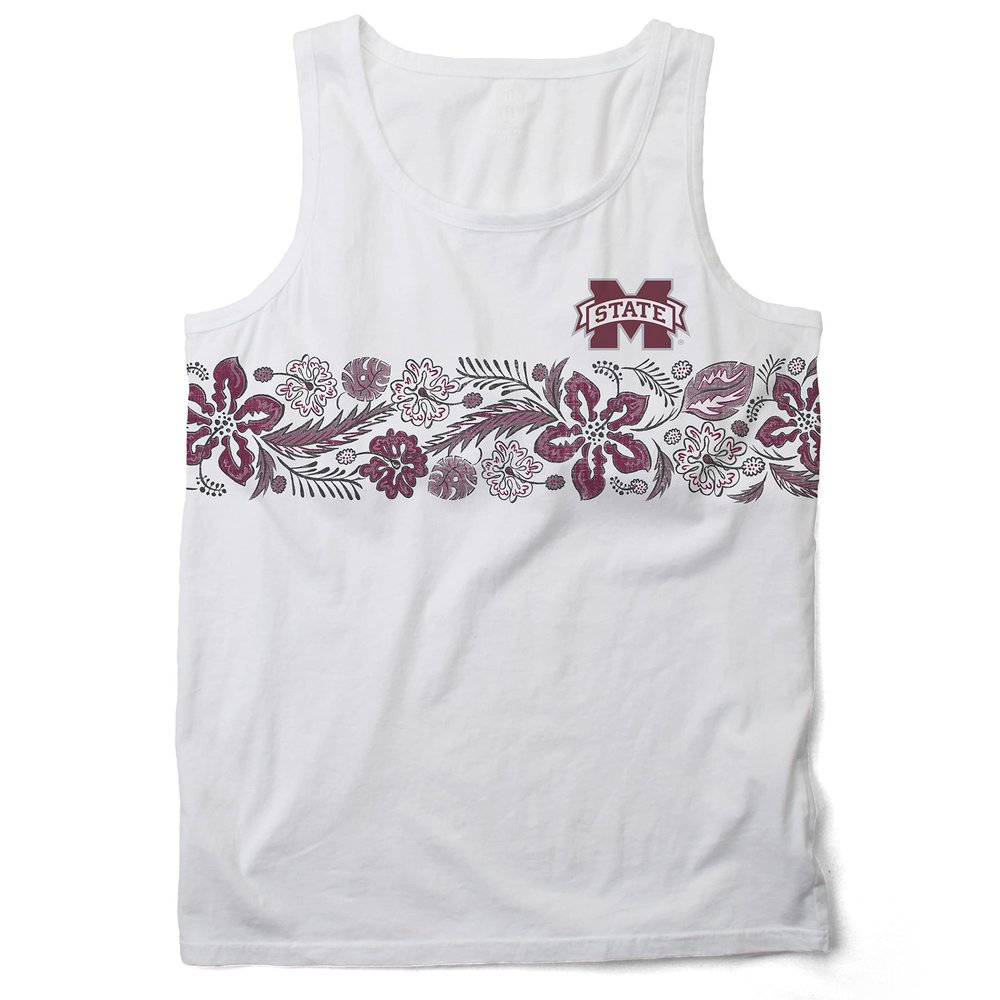Wes and Willy Mens Tank Top (Mississippi State Bulldogs, S) White