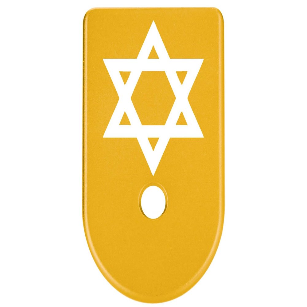 NDZ Performance Magazine Base Plate Finger Extension for Glock Gen 1-5 9MM .40 .357 SIG Laser Engraved Anodized Aluminum in Gold - Star of David Mogen Dovid