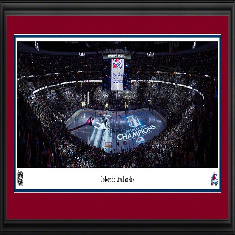 Colorado Avalanche Banner Raising - 44x18-inch Double Mat, Deluxe Framed NHL Picture by Blakeway Panoramas