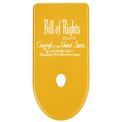 NDZ Performance Magazine Base Plate Finger Extension for Glock Gen 1-5 9MM .40 .357 SIG Laser Engraved Anodized Aluminum in Gold - Bill of Rights Script Text