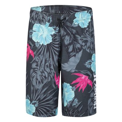 Hurley Boys Pull On Swim Trunks, Black/Pink Floral, M