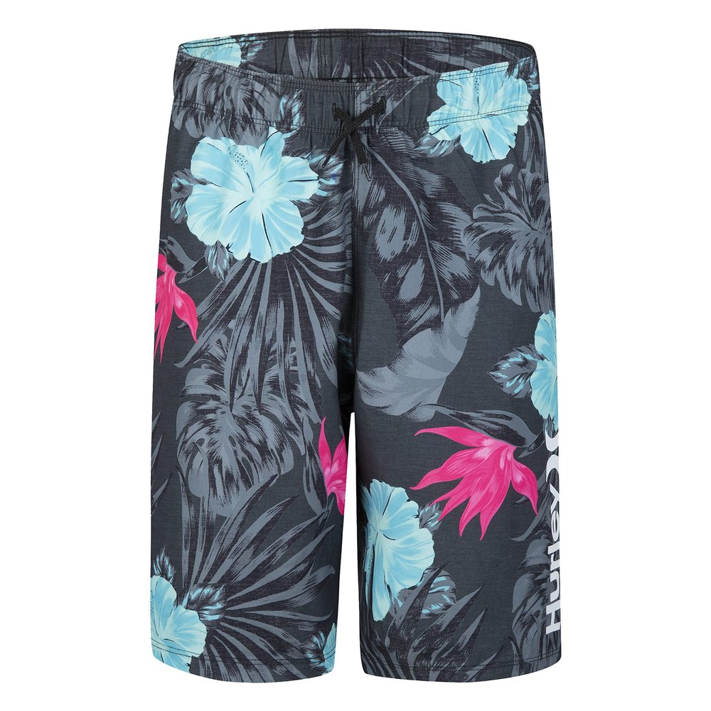 Hurley Boys Pull On Swim Trunks, Black/Pink Floral, M