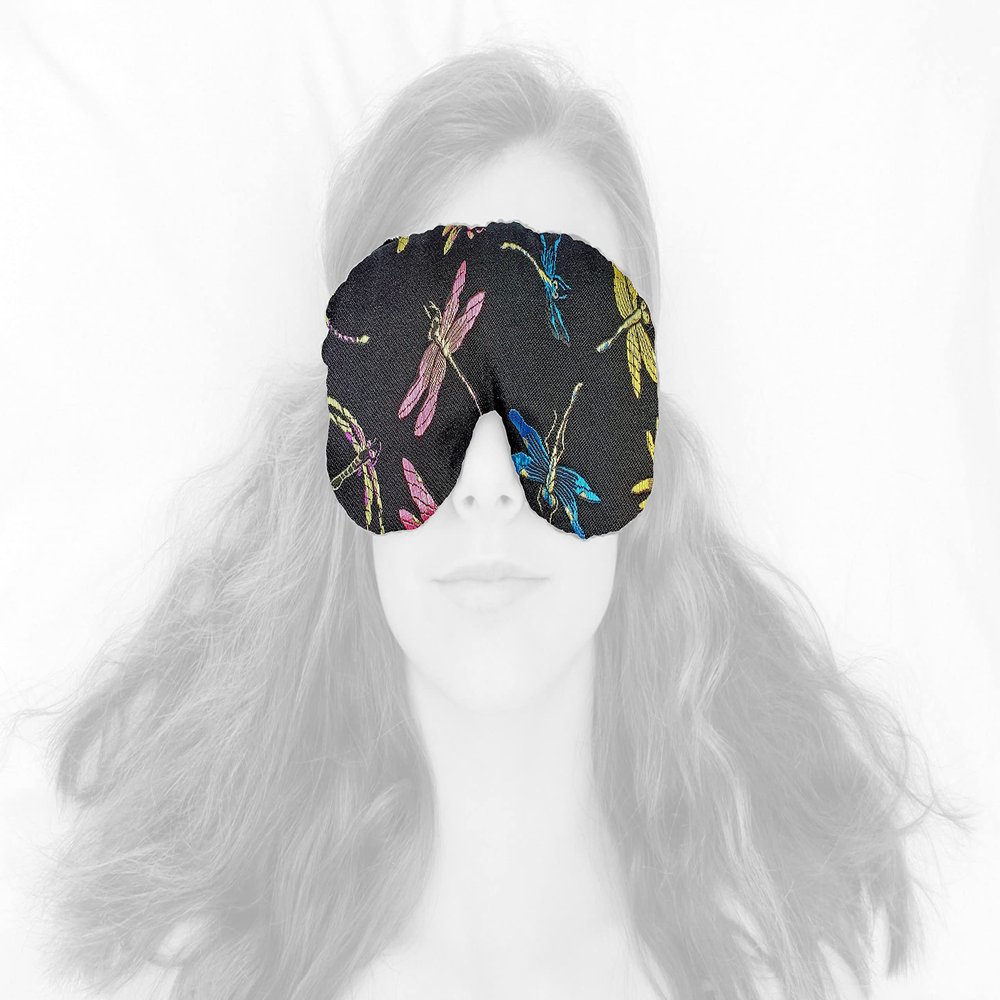 Candi Andi Handmade Weighted Sleep Eye Mask Yoga Pillow - Flax Seed Fill - Unscented - Dragonfly Nite - TEMF-DF