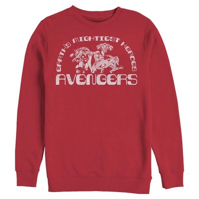 Marvel Men's Classic Avengers Pullover Crew Fleece, Red, Small