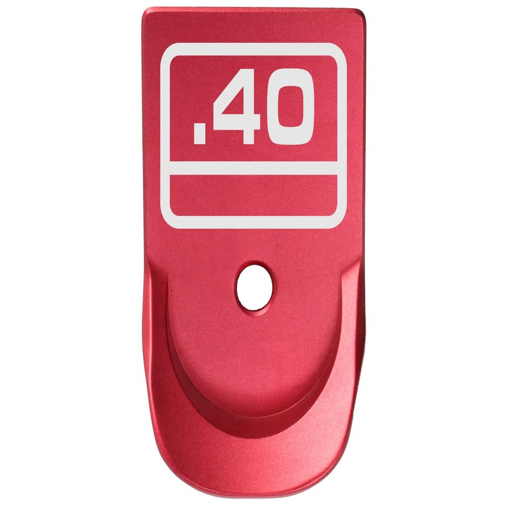 NDZ Performance Magazine Base Plate Finger Extension for Glock Gen 1-5 9MM .40 .357 SIG Laser Engraved Anodized Aluminum in Red - G Square .40