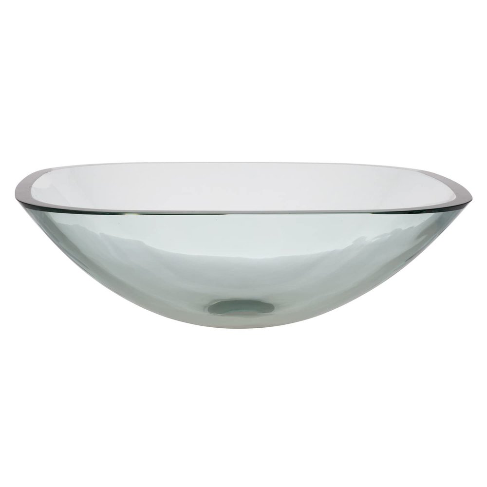 Ambassador Marine - Rectangle Vessel- Smooth Clear Glass,1-3/4" Drain, 16-1/2 x 16-1/2 Inch Outside Dimension x 5-1/2 Inches Deep - V41-1533-CL-W